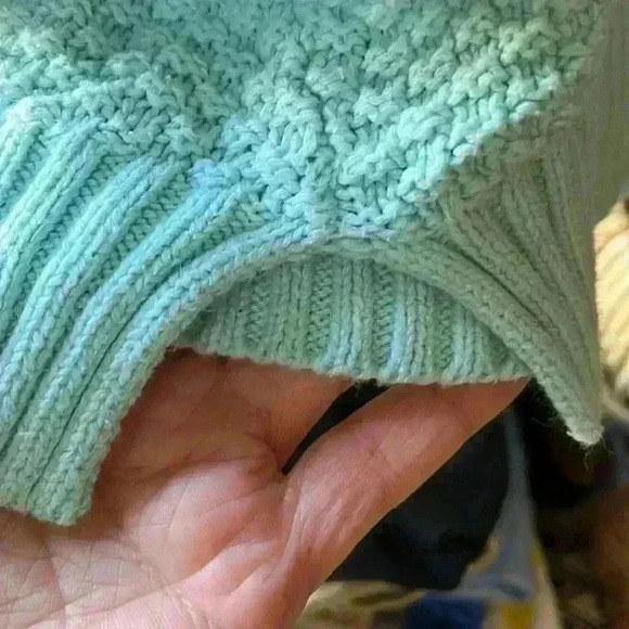 Ana Womens Cozy Turtleneck Chunky Cable Knit Sweater Aqua Blue Size Large - Picture 8 of 11